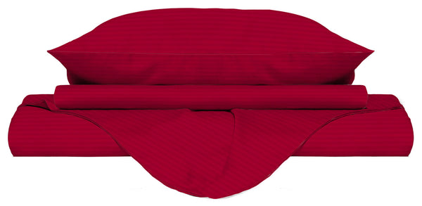 sconto Housse de couette double avec sac et taies d'oreiller en satin polyester bordeaux