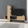 Meuble TV 1 porte 180x38x138 cm en MDF Troya Chêne Anthracite