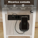 Lampada da Terra 26x26x160 cm Struttura con Ripiani Luce Regolabile Interruttore a Pedale e Porte USB in MDF Bianco e Rovere      