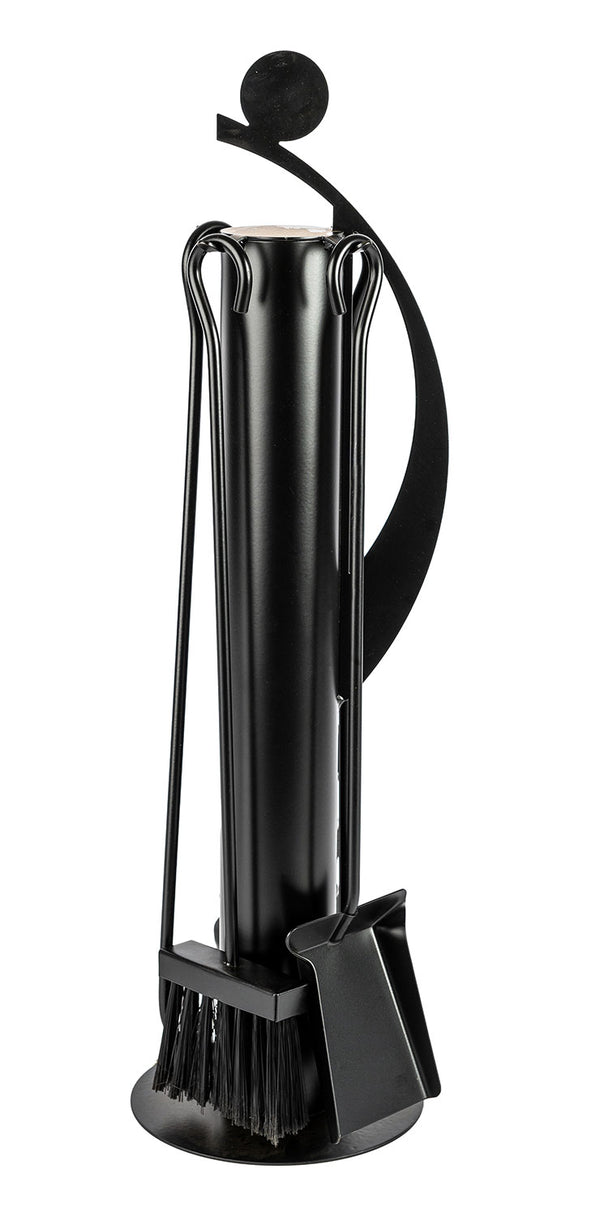 Trespolo per Attrezzi Camino Tubolare ed Elementi Decorativi con Paletta Scopino Attizzino e Pinza 18x18x63 cm in Ferro Verniciato sconto