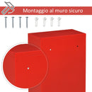 Armadietto per Medicinali 25x12x48 cm 3 Ripiani in Acciaio e Vetro  Rosso