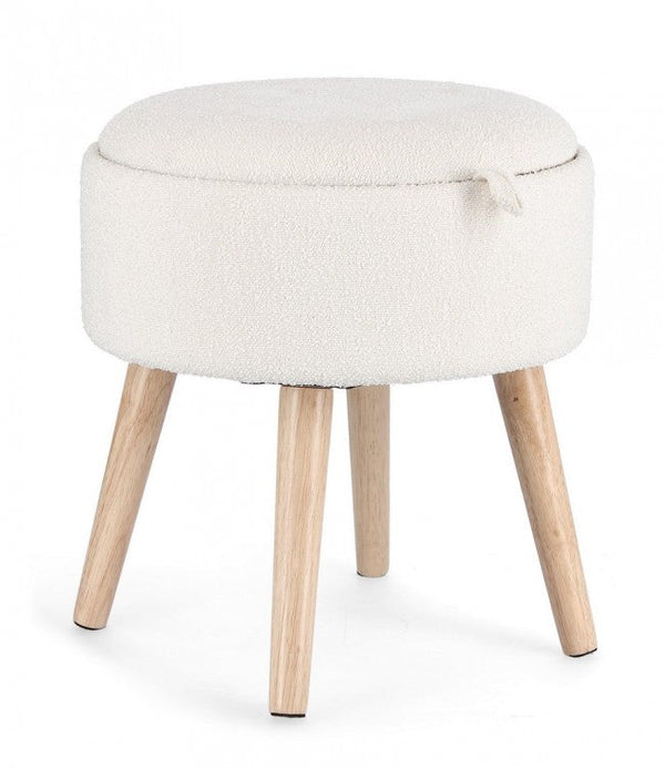 Tabouret de rangement Zoya Ø 39x42,5 cm en Bouclé Blanc online