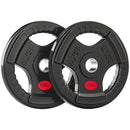 Set di Dischi Pesi 2x15 kg Ø34x5 cm con Foro 5 cm e 3 Impugnature in Acciaio e Plastica Nero      
