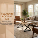 Set 2 Gambe per Tavolo 60x10x43 cm a Forma di X con 12 Viti e 4 Piedini Regolabili Stile Industriale in Acciaio Nero      