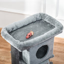 Albero Tiragraffi con Lettino e Casetta in Peluche 40x40x57 cm Tiragraffi in Juta Grigio   