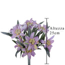 Set 2 Piante di Stella Alpina Artificiali Composta da 9 Fiori Altezza 25 cm Rosa