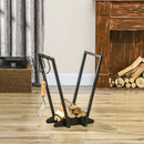 Scaffale Portalegna con Ganci 45x32x58 cm in Acciaio Nero