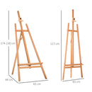 Cavalletto per Pittura Treppiede 65x68x174-230 cm con Supporto per Tela Regolabile in Legno di Faggio   