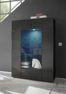 Vetrina Mobile Soggiorno 2 Porte in Melamina 121x42x166cm TFT Chequers Antracite