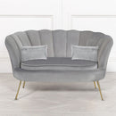 Divano salotto 122x73x78 cm 2 Posti in Velluto Seduta a Conchiglia Lola Grigio