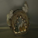 Statua resina tronco con led marrone cm 35x13xh48,5