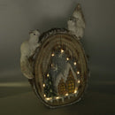 Statua resina tronco con led marrone cm 35x13xh48,5