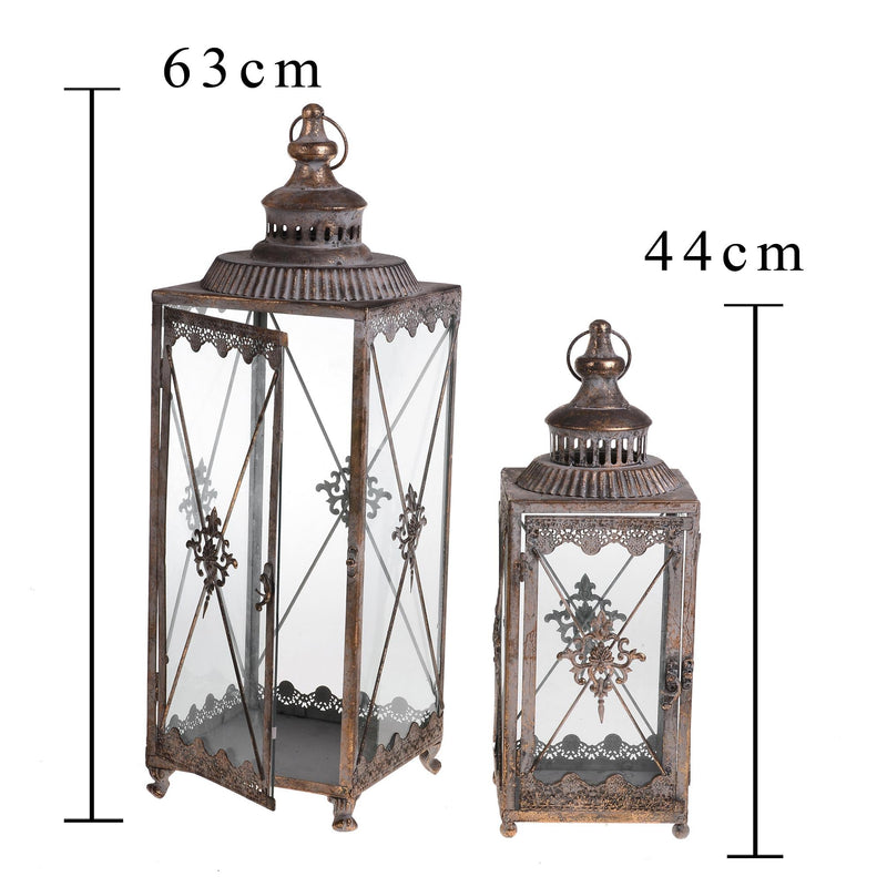 Set 2 Lanterna in Metallo H 63 cm