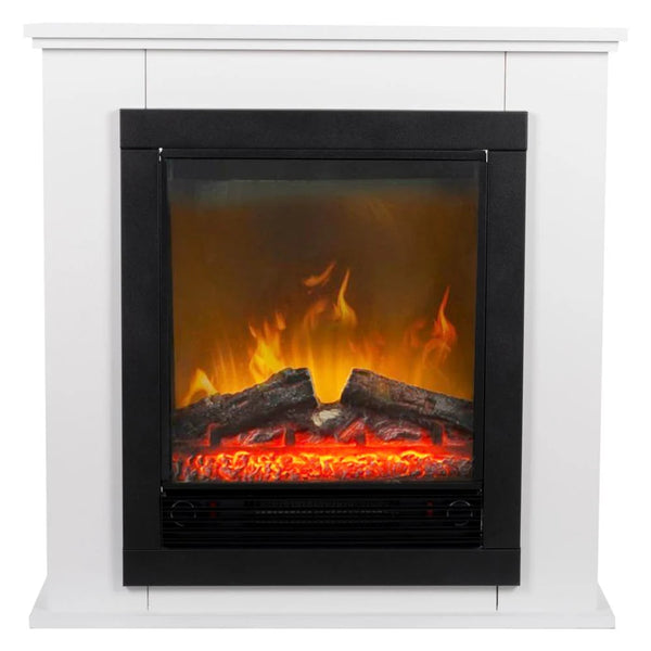 sconto Camino Elettrico da Terra Caminetto Geneva 1800W Effetto Fuoco con Cornice Bianca