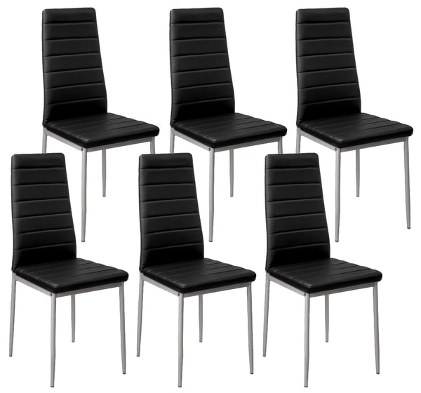 prezzo Lot de 6 Chaises 42x40x82 cm en Simili Cuir Noir