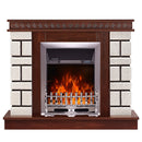 Camino Elettrico da Pavimento 87,4x108x24,5 cm Effetto Fiamma 2000W Nazarii mini & Galileo Silver Noce