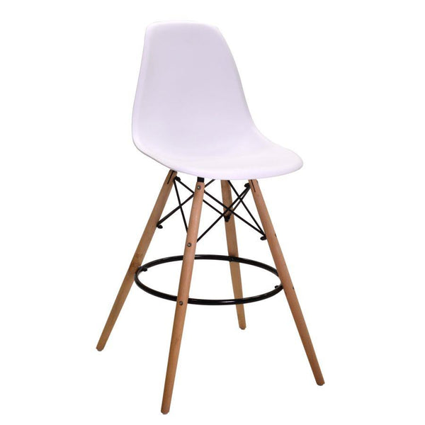 Tabouret de bar 54x54xh108 cm en résine avec pieds en bois blanc acquista
