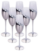 Set 6 Bicchieri da Champagne Chic Flûte in Vetro VdE Tivoli 1996 Trasparente e Silver