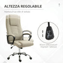 Sedia da Ufficio Ergonomica 62x76x110-119A cm Inclinabile Girevole con Poggiatesta in Tessuto Effetto Lino Beige      