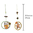 Set 12 Decori con Gufo e Fiore da Appendere H 29 cm