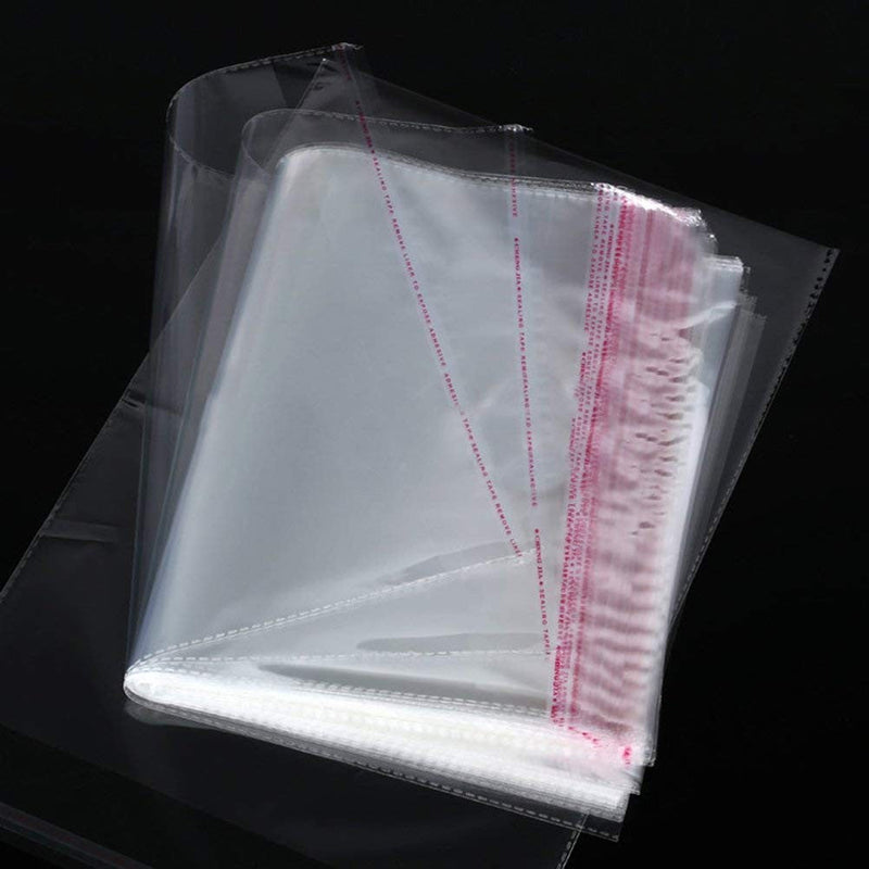 Set 100 Buste Trasparenti 30x44 cm in Plastica Cellophane Autoadesive