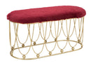 Panca Amelie Bordeaux 91,5x40,5x46 cm in Ferro e Spugna e Poliestere Bordeaux e Oro