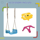 Altalena Bambini 3 in 1 Seduta Trasformabile Cintura di Sicurezza Età 9-36 Mesi da Interno ed Esterno Blu