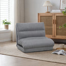 Poltrona da Terra Pieghevole 3 in 1 70x41x56 cm Trasformabile in Chaise Longue e Letto in Tessuto Effetto Lino Grigio      