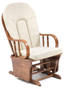 Poltrona a Dondolo in Legno Massello con Cuscino Douglas Beige