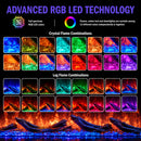 Camino Elettrico da Incasso a Parete Frontale 150x18x46 cm Detroit LED RGB e APP  