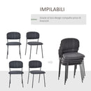 Set 4 Sedie Imbottite 49,5x55x81 cm in Tessuto Effetto Lino Grigio Scuro