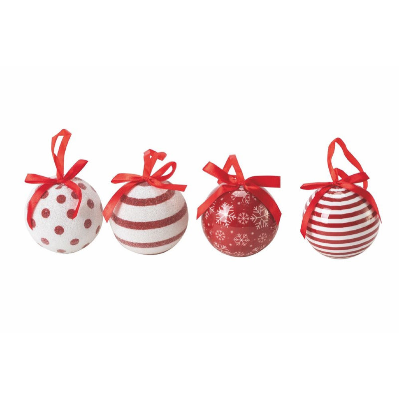 Set 14 Palle di Natale Ø7,5 cm in Polyfoam con Box Righe e Pois