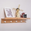 Mensola con 5 ganci 61x12x10 cm appendiabiti asciugamani in legno di bambù da parete