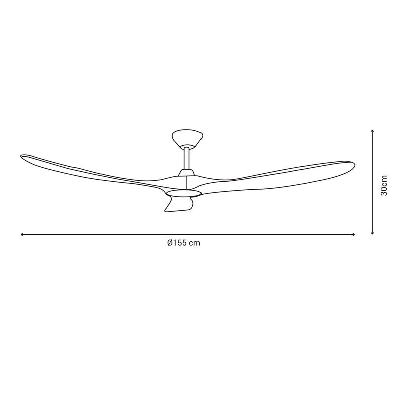 Ventilatore da Soffitto con 3 Pale in Legno Ø155 cm 6 Velocità Sulion Bromien Marrone