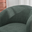 Poltrona Moderna a Botte Gambe in Legno in Tessuto Imbottito Verde Scuro   