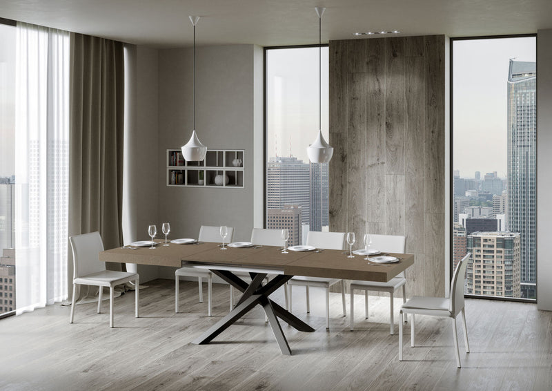 Tavolo Allungabile 200-304x90x77 cm Volantis Tortora Telaio Antracite 