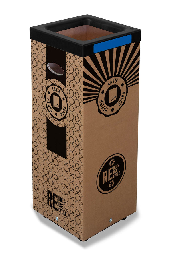 prezzo Pattumiera Per Raccolta Rifiuti 28x28xh70 cm in Cartone Con Stampa Grafica Carta Beige