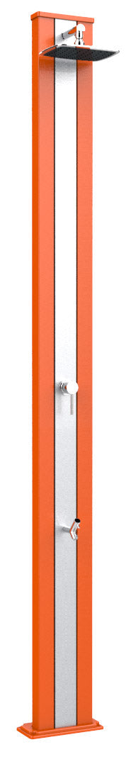prezzo Doccia Solare da Esterno Giardino 30L Miscelatore e Lavapiedi Arkema Spring S Fascia Inox Arancio