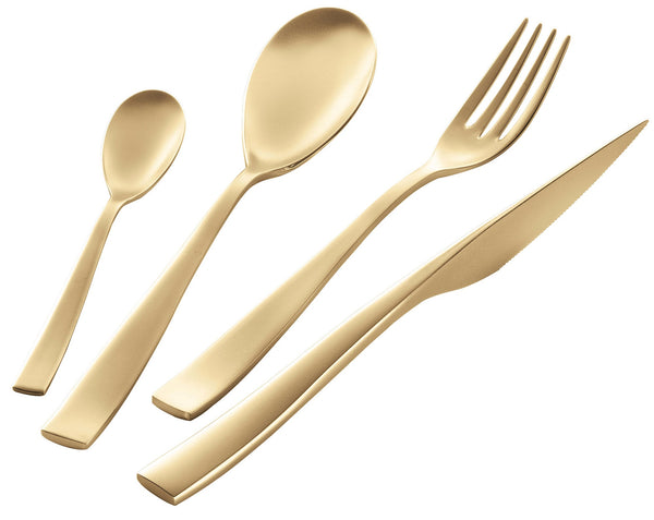 Ménagère Service 24 Pièces en Acier 18/10 Sablé PVD Eme Etoile Sablé Champagne prezzo