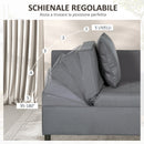 Poltrona Letto Singolo Schienale Reclinabile 98x69x65 cm Tessuto Effetto Lino Grigio Scuro 