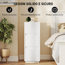 Set di 2 Comodini 25x30x65 cm con 2 Cassetti e Ripiano Aperto Salvaspazio in Legno Bianco      