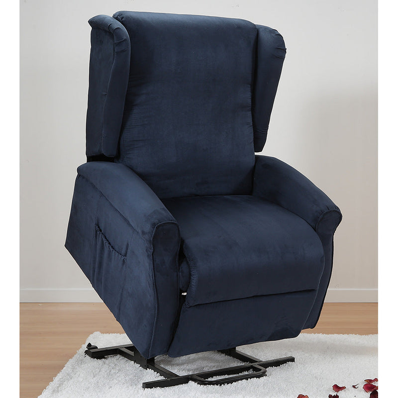 Poltrona Relax Elettrica Acantha con Alzapersona Lift 1 Motore in Microfibra Blu