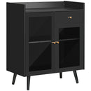 Armadietto 2 Ante con Ripiano Regolabile e Spazi Aperti  80x40x94,3 cm in MDF e Legno Nero