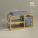Panca Scarpiera da Ingresso 70x30x45 cm con Seduta Imbottita e Cesta Estraibile Design a Doghe Legno  