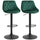 Lot de 2 Tabourets de Bar 51,5x48x83-104 cm en Tissu Effet Velours Vert