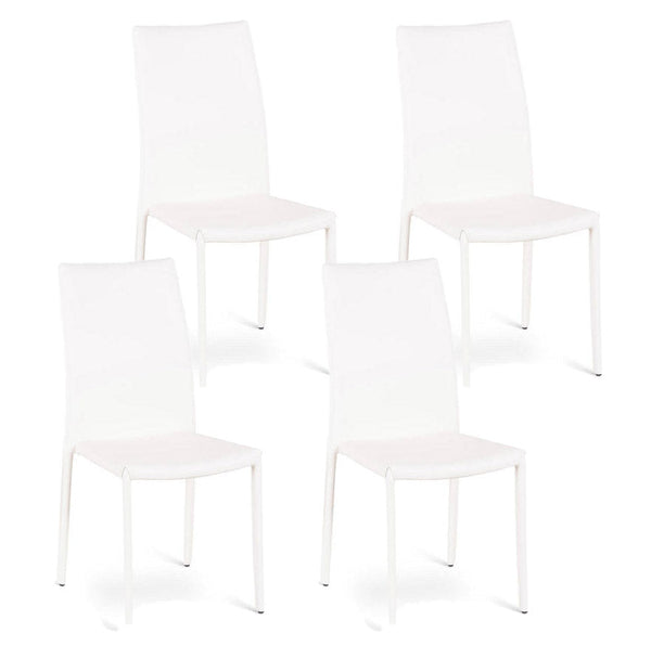sconto Lot de 4 chaises 42x41xH95 cm en simili cuir blanc Kitty