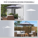 Telo per Ombrellone da Ø295 cm 8 Stecche Palo Centrale o Laterale Resistente all'Acqua Grigio  