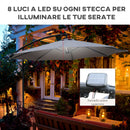 Ombrellone da Giardino Decentrato Ø2,95m in Acciaio Grigio e Nero