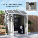 Casetta Box da Giardino 180x180 cm con Pavimento 2 Porte con Blocco e Finestra in Resina Grigio  