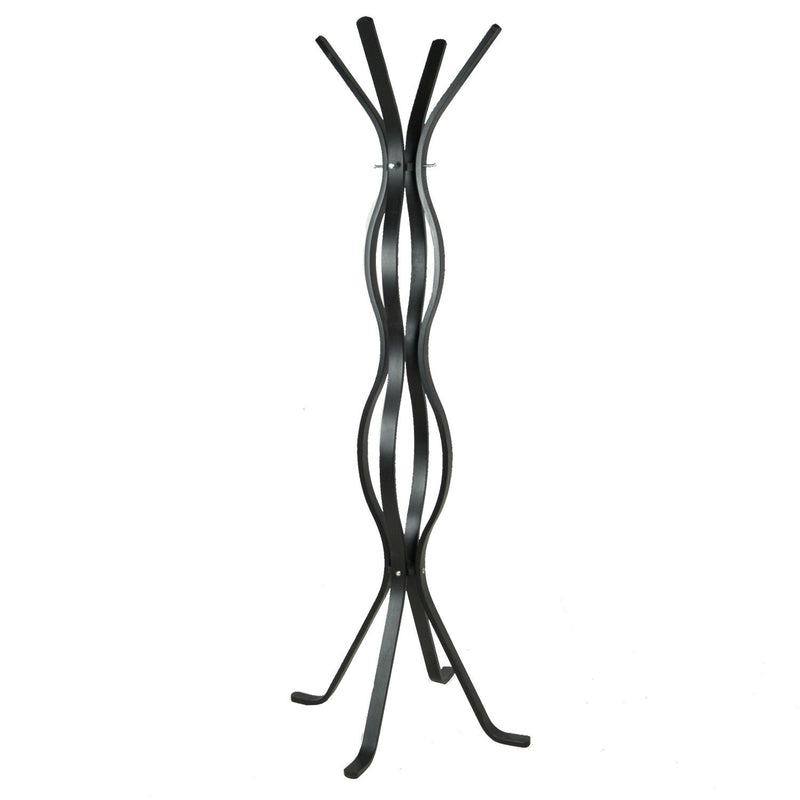 Appendiabiti a Stelo in Legno 4 Braccia 60x60H178cm Ondulato Nero